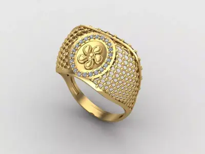 Women Ring With Stone Diamond Ready STL 3DM Models Womens Rings 3D print model shop