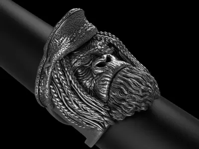 Animal ring jewelry Pirate monkey vol2  3D print model