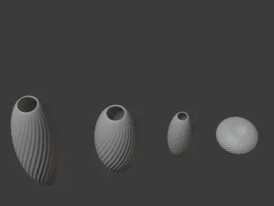 High-Quality Twisted Vase Collection 3D Model Low-poly 3D model