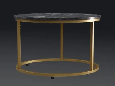 Round Milan Coffee Table black marble Low-poly 3D model