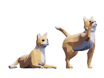 Cats Tabby Pack Low-poly 3D model