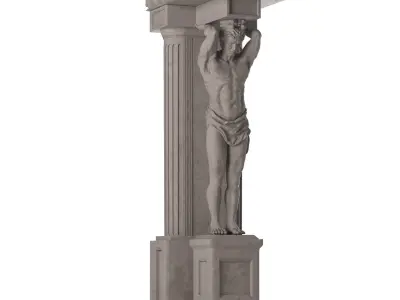 Atlant statue of man holding column 3D model