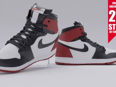 BEST NIKE AIR JORDAN 1 - JORDAN RETRO RED 3D model