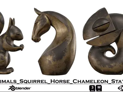 nimals Collection - Squirrel- Horse- and Chameleon Abstract Low-poly 3D model