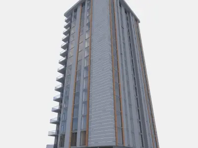 building 01 with interior Low-poly 3D model