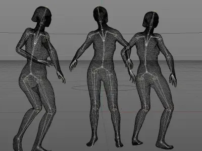 Scan sporty female rigged 01 Low-poly 3D model