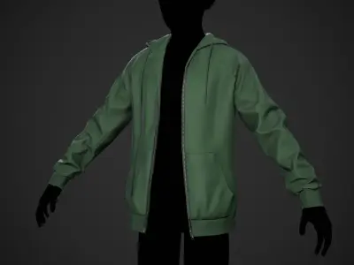Green Open Hoodie Style 1 Low-poly 3D model