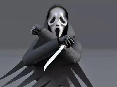 Ghost face Scream Halloween Rigged Animated Low-poly 3D model