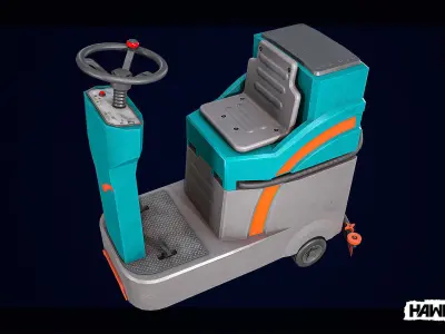 Floor Scrubber Washing Machine Low-poly 3D model
