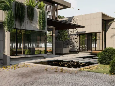 MODERN LUXURY HOUSE MODEL AND RENDER MODERN HOUSE DESIGN 3D model