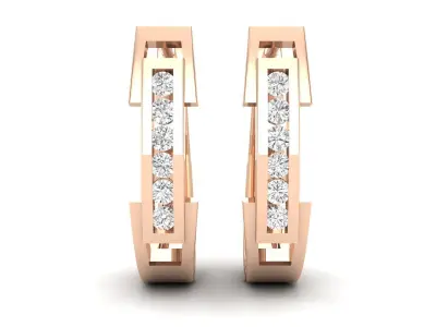 AV 689 Diamond Hoop Earrings for Women 3D print model