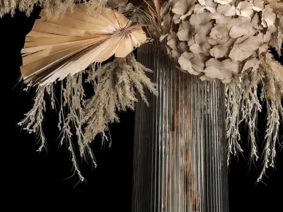 Bouquet Of Dried Flowers In Vase 264 3D model