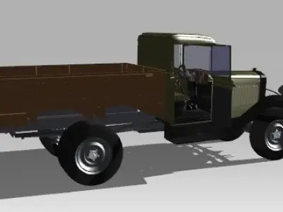 GAZ-AA old truck with wooden bed 3D model