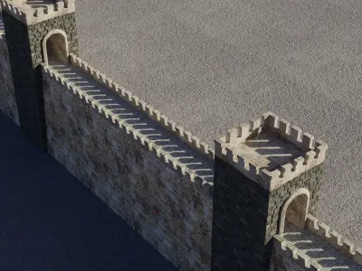 Fortified walls Low-poly 3D model