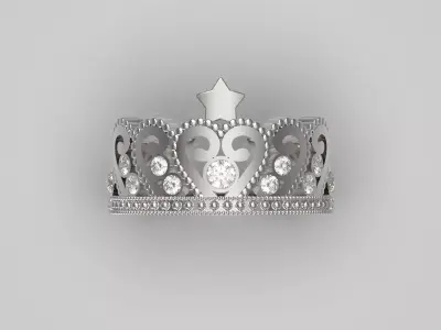 The crown jewelry cad 3d stl ring model jr00033 3D print model