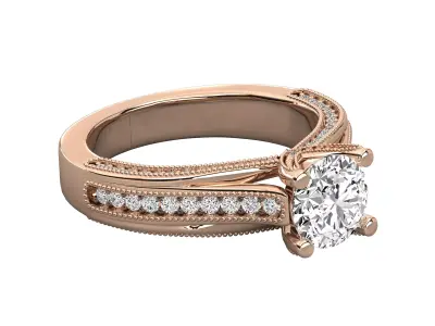 Luxury Wave Pave Solitaire Ring CAD Jewelry Design 3D print model