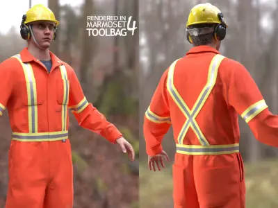 Mens and Womens Miner and Overalls Outfits 3D Model Collection