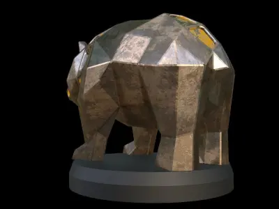 Steampunk Panda Low-poly 3D model