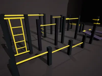 Low Poly Calisthenics Park - Optimized Game Assets 3D model