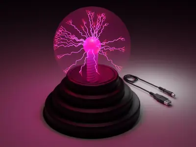 Plazma Ball Lamp with USB Power Cable 3D model