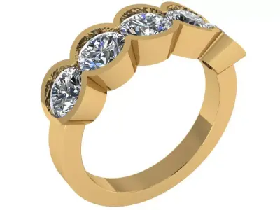 bezel set oval 5 stone ring  3D print model