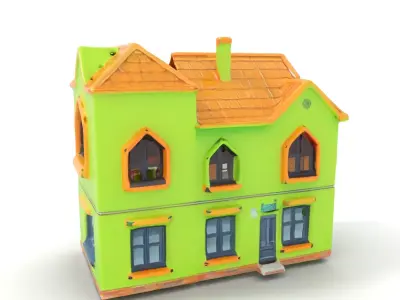 Lime Green House model pack Low-poly 3D model