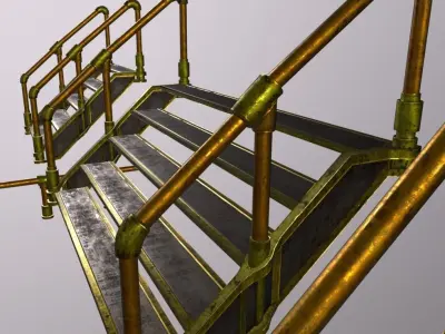 Stairs Steel Low-poly 3D model