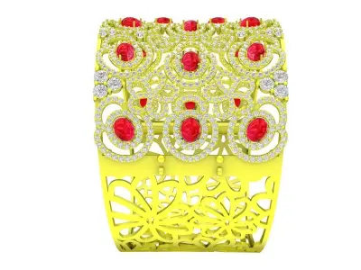 6469 Luxury Oval Ruby Diamond Woman Bangle 3D print model