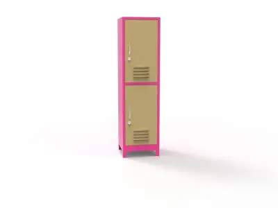 METAL CABINET-SINGLE LONG-TWO COVER-PINK AND CREAM Low-poly 3D model