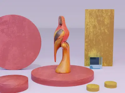 Parrot Macaw statuette  Low-poly 3D model