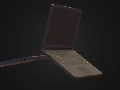 Black Oldschool Laptop Notebook Low-poly 3D model