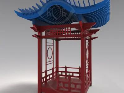 Pergola in Japanese-style 3D model