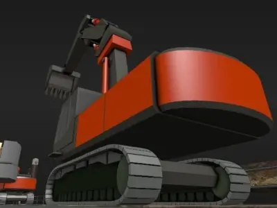 Excavator Rigged and  Low-Poly  Low-poly 3D model