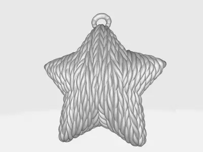 Knitted Star Ornament Knitted Texture Star Cozy Yarn Look Star  3D print model