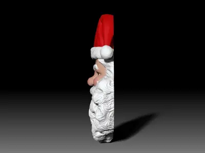 Santa Claus head wall decor Christmas 3D print model