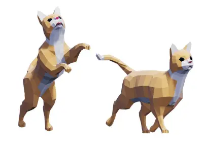 Cats Tabby Pack Low-poly 3D model