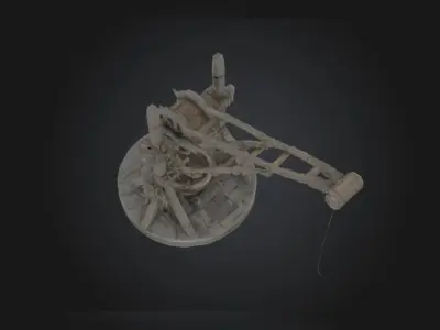 Siege Tower Crane Medieval Wood STL OBJ 3D model