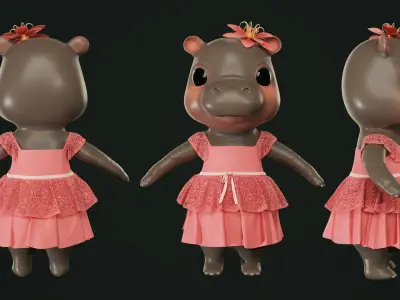 GAME-READY 3D Character - Hippopotamus Mindy Low-poly 3D model