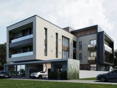 Residential apartment exterior 3d scene 3D model