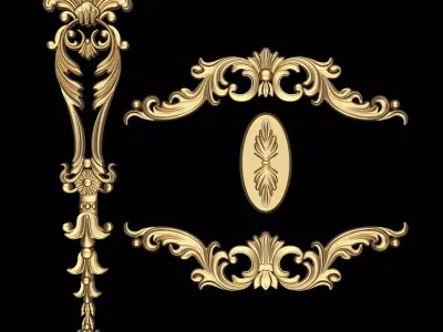 Carved Plaster Molding Decoration 026 Low-poly 3D model