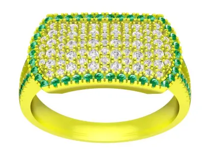 Luxury Pave Diamond Signet Ring 3D Model for Men Jewelry 4400 3D print model