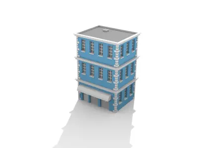low poly apartment building Free low-poly 3D model