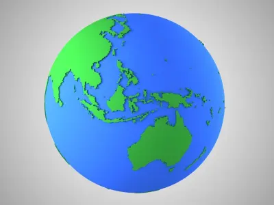 Globe Solid Color Green Blue 3D model