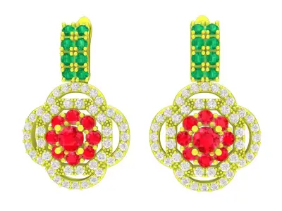 5866 luxury flower diamond earrings 3D print model