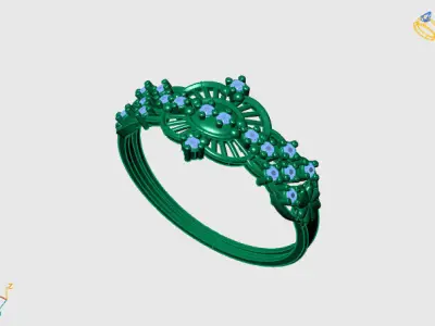 Womens Diamond Signet Ring Women Rings 3dmodels 3D print model 3D print model 19