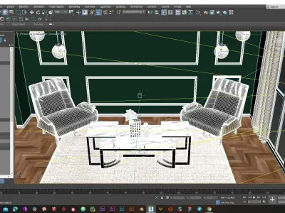 Realistic modern interior Low-poly 3D model