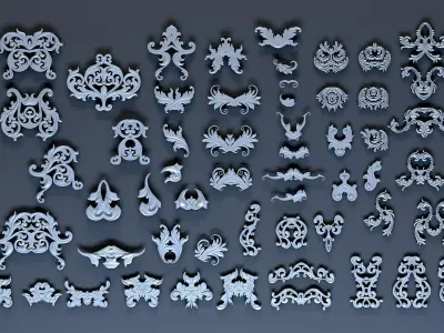Ornate decoration parts bash Low-poly 3D model