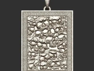 Skulls silver pendant 3D print model