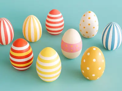 Low Poly Easter Eggs Chicken Pack 01 Low-poly 3D model