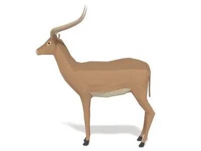 Low Poly Cartoon Impala Antelope Low-poly 3D model